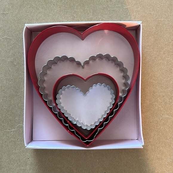 NWOT nested heart cookie cutters - two large, two small - red and silver metal - Picture 1 of 5